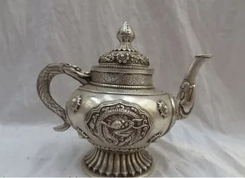 YM 318 9" China Silver Dragon Head Statue Auspicious Symbol Tibet Brass Teapot Wine Pot 
YM 318 9" China Silver Dragon Head Statue Auspicious Symbol Tibet Brass Teapot Wine Pot