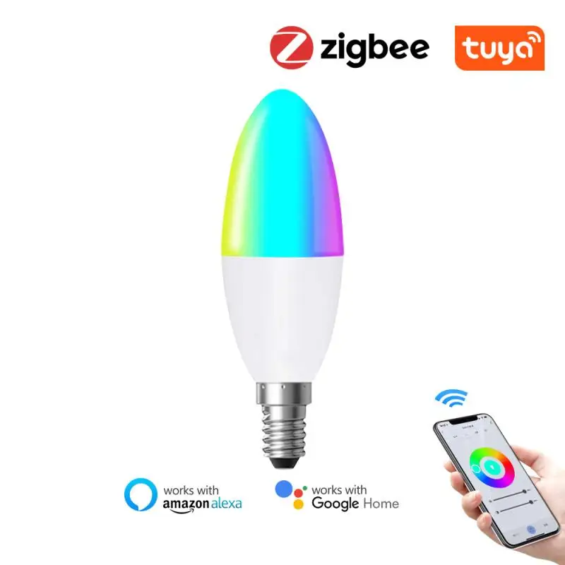 1 шт. смарт-лампы в виде E14 Zigbee 3 0 светодиодный светильник APP дистанционного