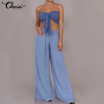 Celmia Sexy Split Ladies Wide Leg Pants Women High Waist Trousers Chic Streetwear Buttons Casual Capris Female Pantalon S-5XL
Celmia Sexy Split Ladies Wide Leg Pants Women High Waist Trousers Chic Streetwear Buttons Casual Capris Female Pantalon S-5XL