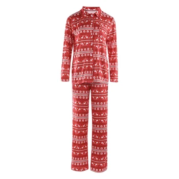 Ladies Christmas Pajamas Set, Spring Autumn Simple Style Breathable Elk Snowman Printing Long Sleeve Lapel Leisure Wear Kit
Ladies Christmas Pajamas Set, Spring Autumn Simple Style Breathable Elk Snowman Printing Long Sleeve Lapel Leisure Wear Kit