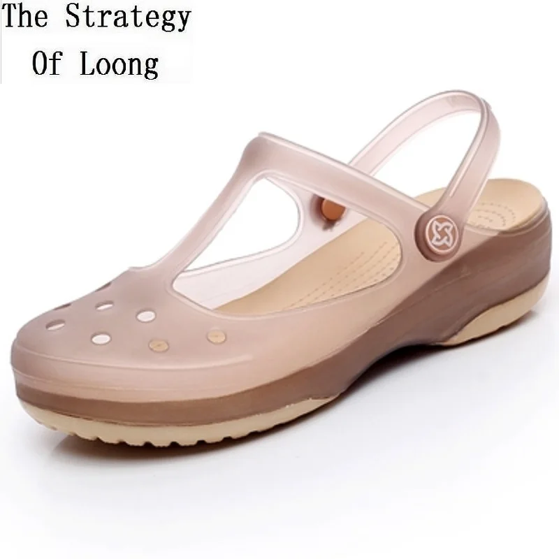 Summer Casual Shallow Hollow Women Beach Sandals PVC Back Strap Cover Toe Female Slippers Slip-On Lady Jelly Shoes 190912
Summer Casual Shallow Hollow Women Beach Sandals PVC Back Strap Cover Toe Female Slippers Slip-On Lady Jelly Shoes 190912
