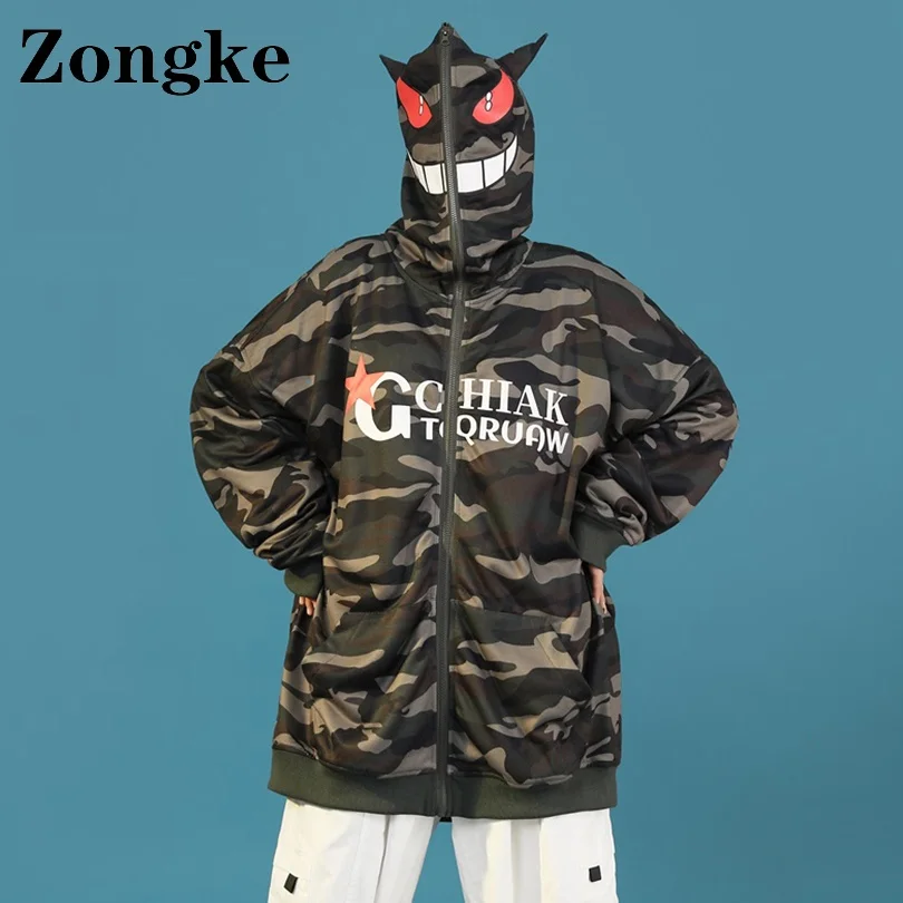 Кавайная камуфляжная Толстовка Zongke на молнии Мужская Уличная одежда в Корейском