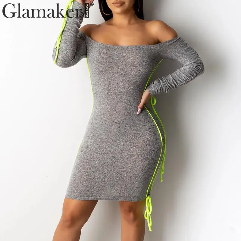 Glamaker Off shoulder lace up gray midi dress Women long sleeve bodycon spring dress Sexy elegant party summer dress vestidos
Glamaker Off shoulder lace up gray midi dress Women long sleeve bodycon spring dress Sexy elegant party summer dress vestidos