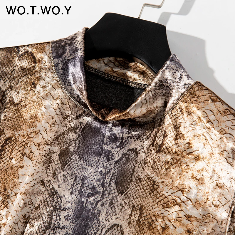 O-Neck Snake Print T-shirts Women 2019 Summer Casual Slim Short Sleeve Tee Shirt Woman Leopard Tops Yellow Harajuku