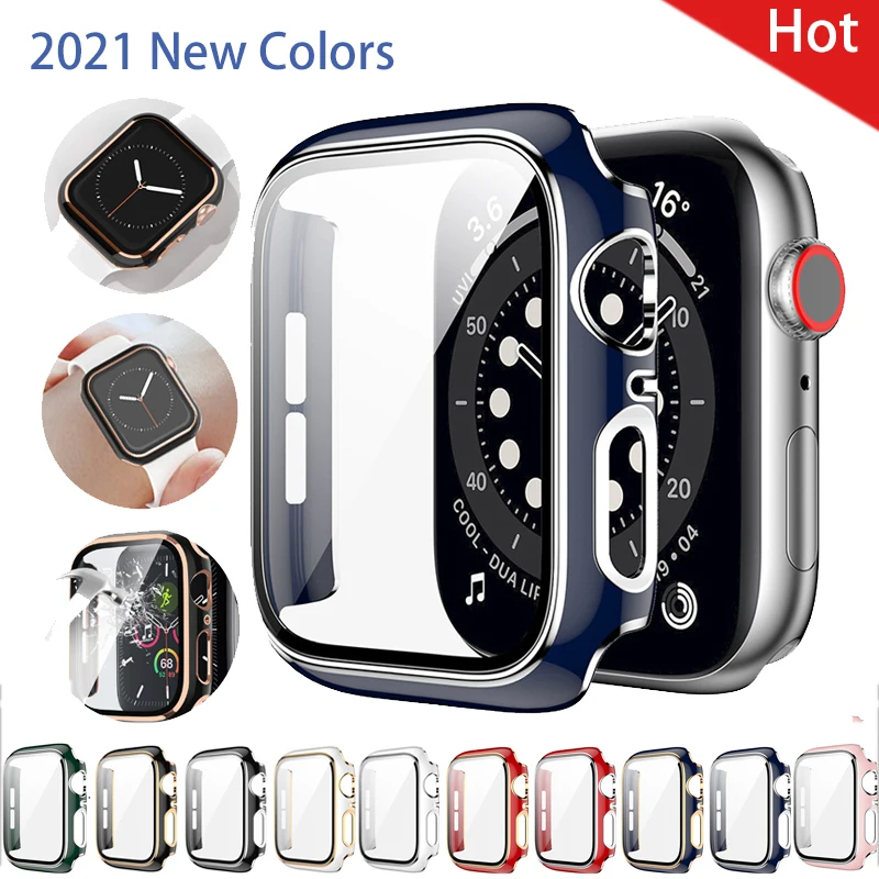 

for Apple Watch 44mm 40mm Series6 SE 5 4 Tempered Glass+Case Screen Protector Coverage Bumper Case for Iwatch Series 3 2 38/42mm