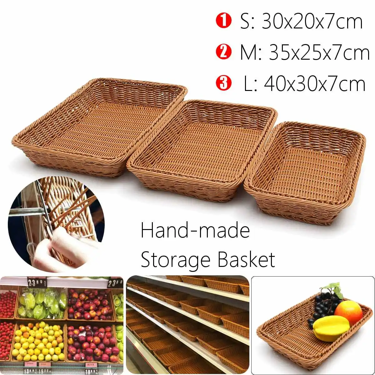 3 sizes handmade woven storage basket bread fruit food container