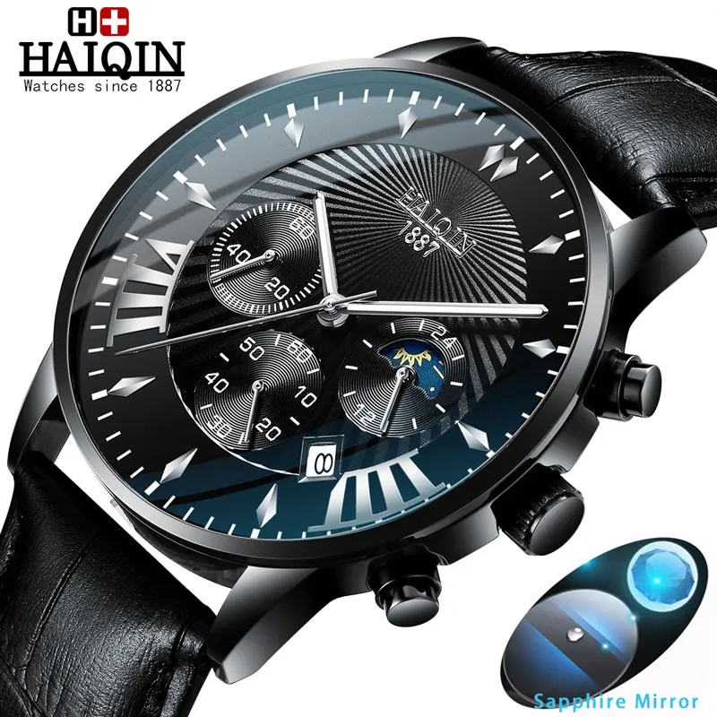 2020 Mens Watches HAIQIN Brand Luxury Casual Military Quartz Sports Wristwatch Leather Strap Male Clock Waterproof Erkek Kol+Box
2020 Mens Watches HAIQIN Brand Luxury Casual Military Quartz Sports Wristwatch Leather Strap Male Clock Waterproof Erkek Kol+Box