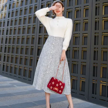 New autumn and winter collection, ladies' knitted dress + fashionable slim skirt, two pieces
New autumn and winter collection, ladies' knitted dress + fashionable slim skirt, two pieces