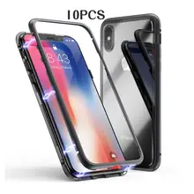 Адсорбционный металлический магнитный чехол для iPhone XS Max XR X 10 8 7 6 6S R Plus роскошный закаленный стеклянный магнит алюминиевый чехол 10 шт./парти...(China)