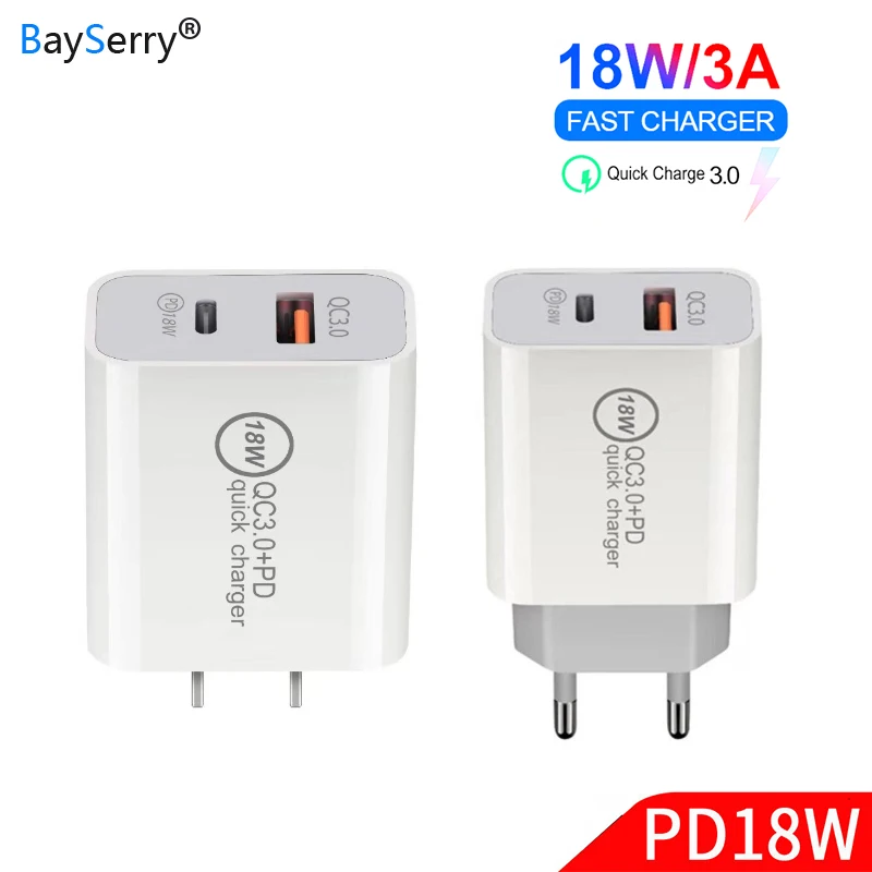 EU/US 18 Вт мульти Quick Charge 3 0 с двумя портами быстрое зарядное устройство USB PD QC Для Xiaomi
