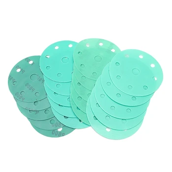 20Pcs 5 Inch Green Sand Polyester Sandpaper 9-Hole Dry and Wet Disc Sandpaper Set Includes: 800/1200/1500/2000 Gravel
20Pcs 5 Inch Green Sand Polyester Sandpaper 9-Hole Dry and Wet Disc Sandpaper Set Includes: 800/1200/1500/2000 Gravel