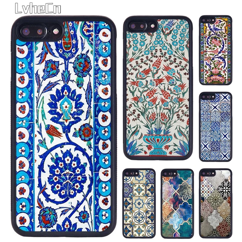 Чехол для телефона LvheCn с древней цветочной черепицей iPhone 5 6 S 7 8 Plus 11 12 Pro X XR XS Max Samsung
