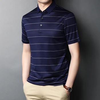 2020 summer new men's silk Lapel business casual stripe short sleeve polo shirt mercerized cotton half sleeve top
2020 summer new men's silk Lapel business casual stripe short sleeve polo shirt mercerized cotton half sleeve top