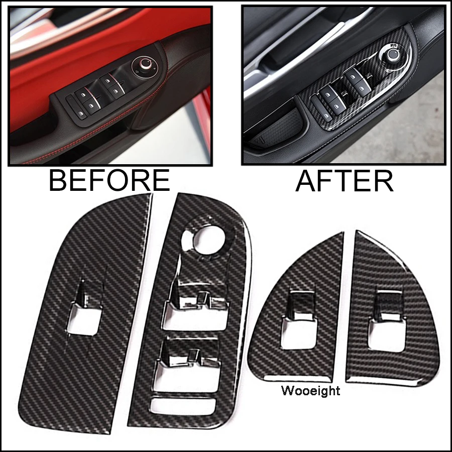 Wooeight Carbon Fiber Car Interior Inner Window Control Lift Switch Cover Frame Trim Fit For Alfa Romeo Giulia Stelvio 2017 2018 
Wooeight Carbon Fiber Car Interior Inner Window Control Lift Switch Cover Frame Trim Fit For Alfa Romeo Giulia Stelvio 2017 2018