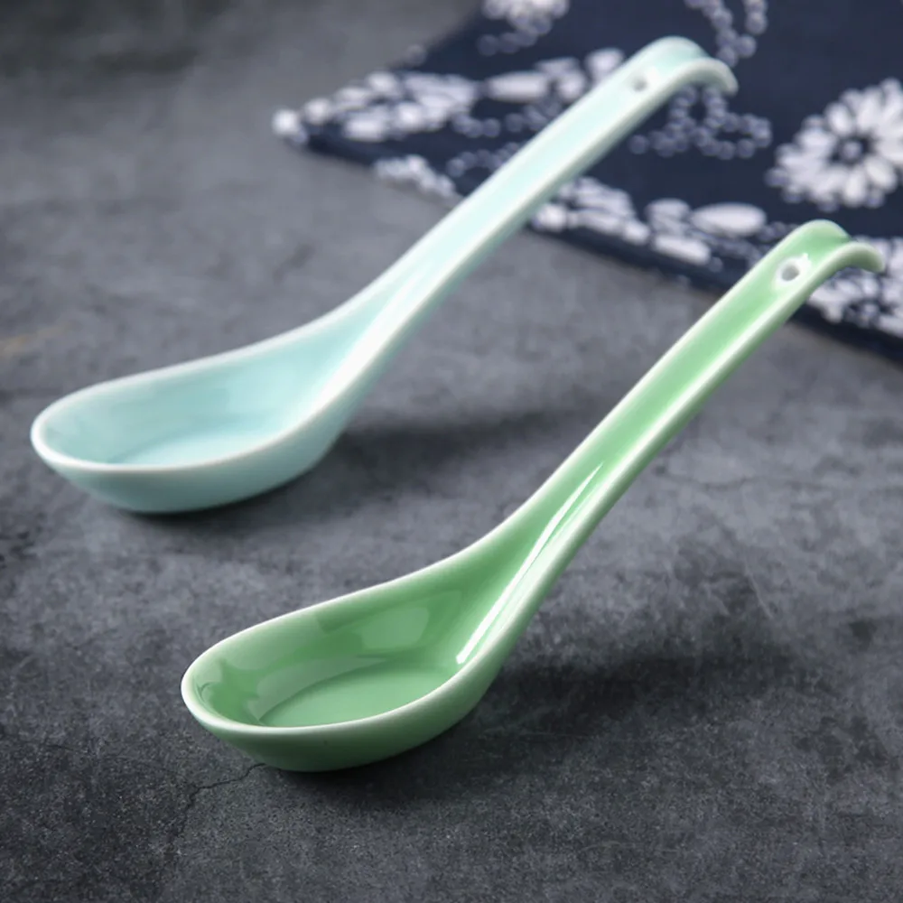 

1PC Soup Spoon Porcelain Dinnerware Microwave and Dishwasher Safe Use for Home Kitchen and Restaurant Solid Tableware
