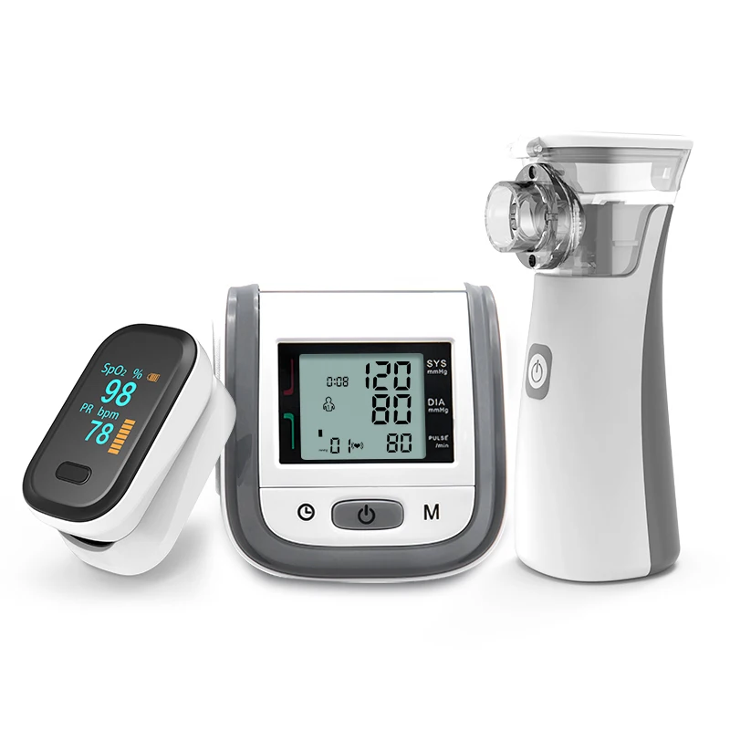 Фото Fingertip Pulse Oximeter & Handheld Asthma Inhaler Nebulizer LCD Wrist Blood Pressure Family Health Care Travel Packages | Красота и
