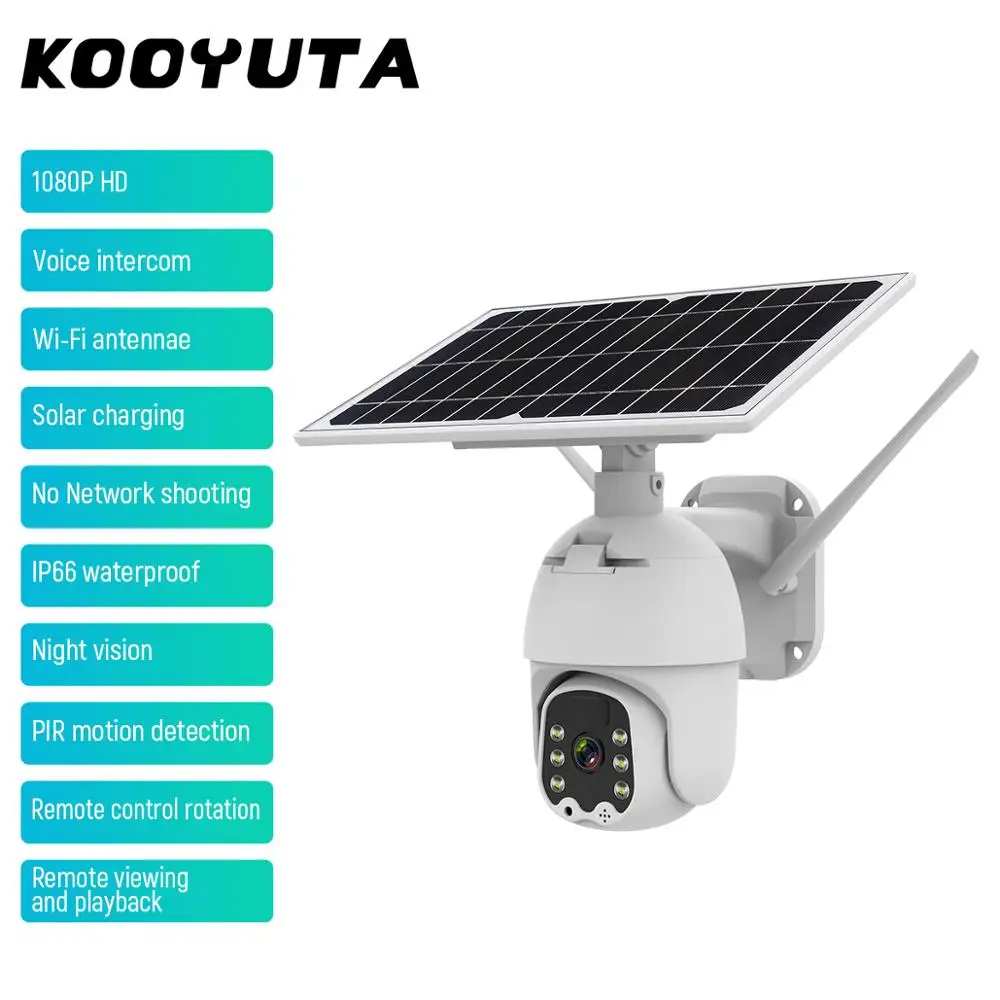 Wireless WIFI Camera 1080P HD 8W Solar Panel Battery Security Camera Outdoor PTZ Camera Surveillance Smart Security Monitor
Wireless WIFI Camera 1080P HD 8W Solar Panel Battery Security Camera Outdoor PTZ Camera Surveillance Smart Security Monitor