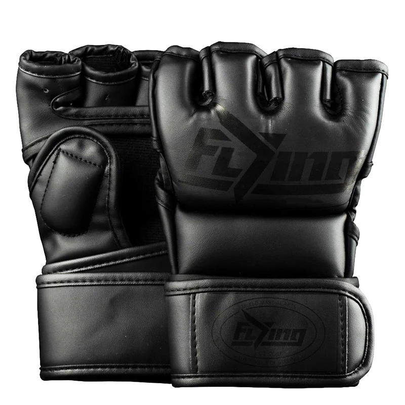 

FIVING Half Finger Boxing Gloves PU Leather MMA Fighting Kick Boxing Gloves Karate Muay Thai Training Workout Gloves Men