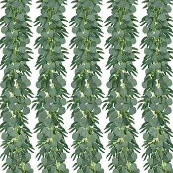 5-Pack 6.5 Feet Artificial Eucalyptus with Willow Garland Fake Vine Plant with Leaves Faux Silver Dollar Greenery 
5-Pack 6.5 Feet Artificial Eucalyptus with Willow Garland Fake Vine Plant with Leaves Faux Silver Dollar Greenery