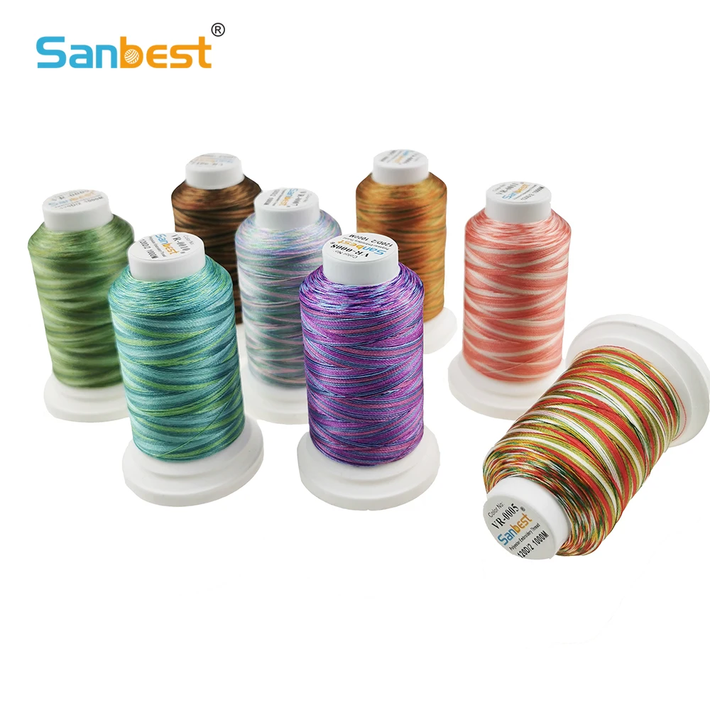 Sanbest Variegated Colors Polyester Embroidery Thread for Machine 1000M Sewing Home Machines Factory Outlet
Sanbest Variegated Colors Polyester Embroidery Thread for Machine 1000M Sewing Home Machines Factory Outlet