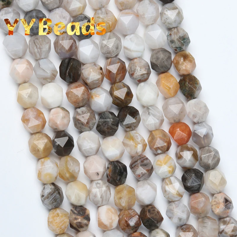 

Faceted Bamboo Leaf Agates Beads Natural Stone Loose Charm Beads For Jewelry Making DIY Bracelet Earring 15"Strand 6mm 8mm 10mm