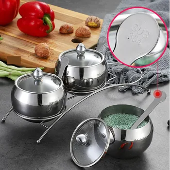 Stainless Steel Seasoning Box Set, Kitchen Set of 3 Seasoning Jar with Base Spoon, Suitable for Spice Storage Jars Gifts
Stainless Steel Seasoning Box Set, Kitchen Set of 3 Seasoning Jar with Base Spoon, Suitable for Spice Storage Jars Gifts