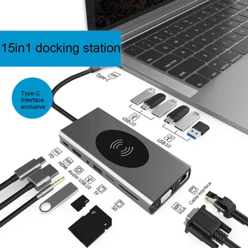 15 in 1 USB C Hub Multiport Adapter-Hieha USB-C Docking Station With HDMI VGA RJ45 SD/TF Card Reader Wireless Charging
15 in 1 USB C Hub Multiport Adapter-Hieha USB-C Docking Station With HDMI VGA RJ45 SD/TF Card Reader Wireless Charging