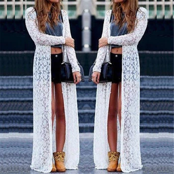 Women Beach Wear Sheer Thin Lace Floral Crochet Long Cardigan White Lace Beach Cover Ups Summer Clothes Saida De Praia
Women Beach Wear Sheer Thin Lace Floral Crochet Long Cardigan White Lace Beach Cover Ups Summer Clothes Saida De Praia