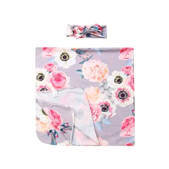 Cotton comfort infant baby blanket newborn boy girl wrapped sleeping floral print blanket + bow headdress
Cotton comfort infant baby blanket newborn boy girl wrapped sleeping floral print blanket + bow headdress