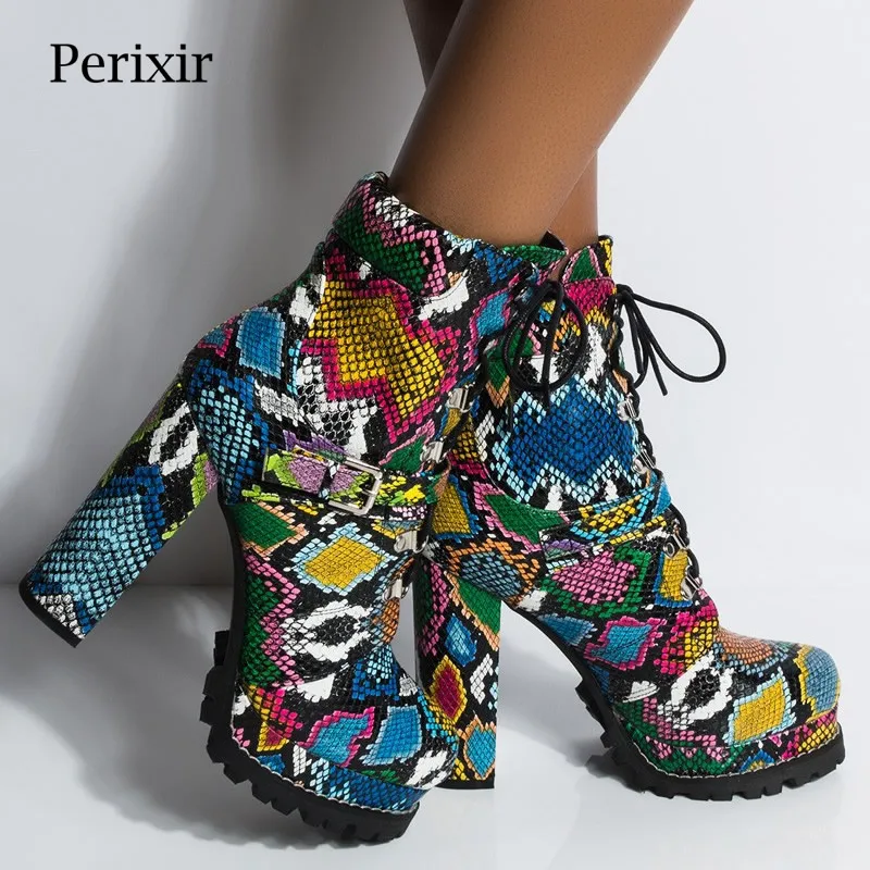 Perixir Women Platform Chunky Heeled Bootie Green Snake Skin Print Ankle Boots Winter Shoes Round Toe High Heel Sexy Ladies Shoe
Perixir Women Platform Chunky Heeled Bootie Green Snake Skin Print Ankle Boots Winter Shoes Round Toe High Heel Sexy Ladies Shoe