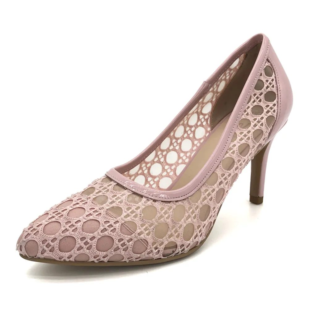 Girls Fancy Women Low Heels Spring Summer Screen Cloth High Heel 2020 Pumps Pink