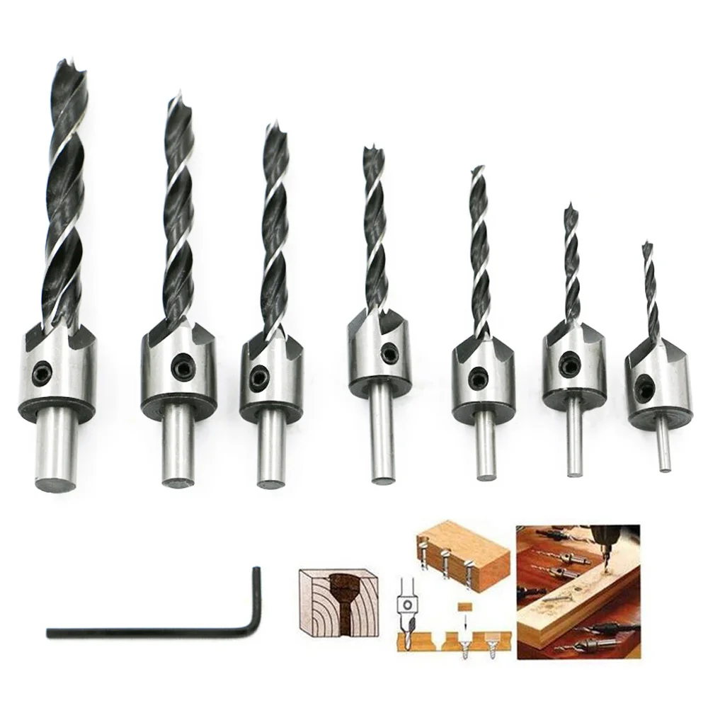 7 pcs/set Wood Countersink Drill Bit Set Boring Counterbore Chamfer Bore Hole Cutter HSS Woodworking Drills Bits 3-10mm
7 pcs/set Wood Countersink Drill Bit Set Boring Counterbore Chamfer Bore Hole Cutter HSS Woodworking Drills Bits 3-10mm