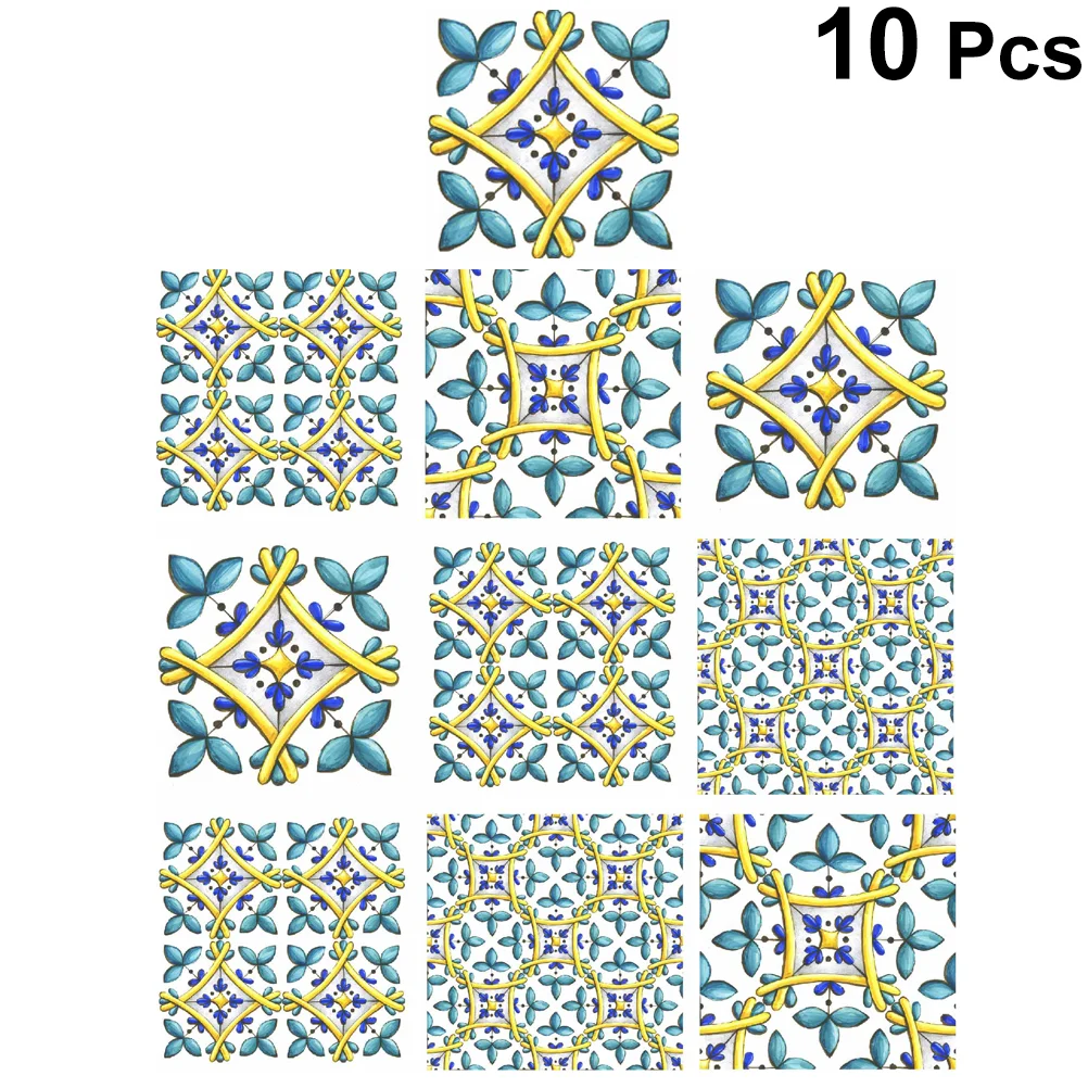 1 Set/10pcs Attractive Tile Stickers Waterproof Self-Adhesive Decorative Wall Vintage for Home (15x15cm) | Дом и сад