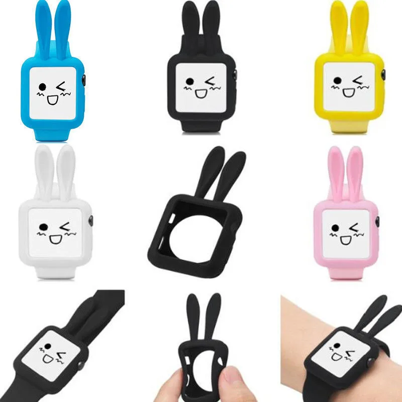 Cute Cartoon Rabbit Bunny Ear Soft Silicone Case for Apple Watch 42mm 38mm Shell for IWatch Cover Series 1/2/3 Watchband