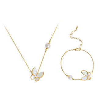 Fashion Freshwater Pearl Necklace Bracelet Luxury 14K Note Gold Butterfly Pendant Jewelry Set Niche Design for Girlfriends Gift
Fashion Freshwater Pearl Necklace Bracelet Luxury 14K Note Gold Butterfly Pendant Jewelry Set Niche Design for Girlfriends Gift