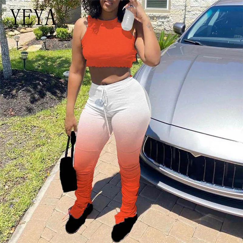 YEYA Mini Tank Tops Gradient Stacked Bell Bottom Flare Jogger Sweappant Suit Tracksuit Sport Two Piece Set Women Matching Set
YEYA Mini Tank Tops Gradient Stacked Bell Bottom Flare Jogger Sweappant Suit Tracksuit Sport Two Piece Set Women Matching Set