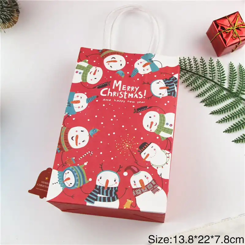 santa claus kraft paper bags diy snowman gift bags for christmas