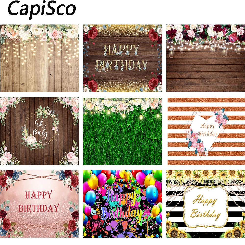 

Capisco Flower Wooden Photography Backdrop Baby Shower Bridal Wedding Background Newborn Birthday Party Photo Shoot Booth Studio