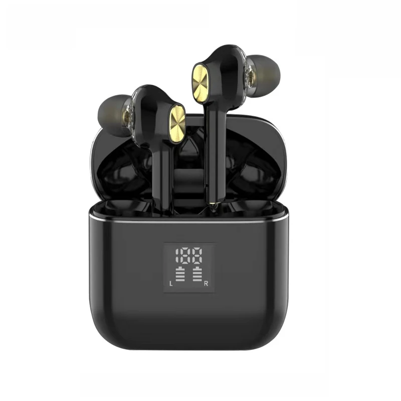 TWS Dual Drive Stereo Wireless Earbuds In-ear Headset Bass Earbuds LED Power Display IPX5 Waterproof with Microphone
TWS Dual Drive Stereo Wireless Earbuds In-ear Headset Bass Earbuds LED Power Display IPX5 Waterproof with Microphone