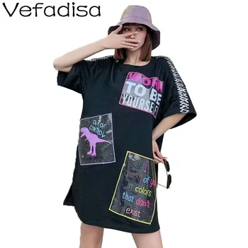 Vefadisa Letter Print T-shirt Dress Summer Black Women Dress 2020 O-Neck Short Sleeve Mini Dress Loose Long T-shirt QYF2291
Vefadisa Letter Print T-shirt Dress Summer Black Women Dress 2020 O-Neck Short Sleeve Mini Dress Loose Long T-shirt QYF2291