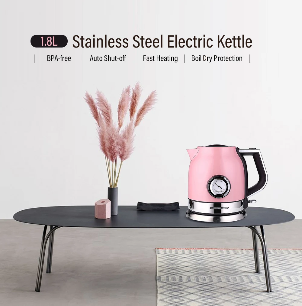 1.8L Stainless Steel Electric Water Kettle With Thermometer Auto Shut-Off Fast Heating Water Boiler Cookware Tools EU Plug
1.8L Stainless Steel Electric Water Kettle With Thermometer Auto Shut-Off Fast Heating Water Boiler Cookware Tools EU Plug