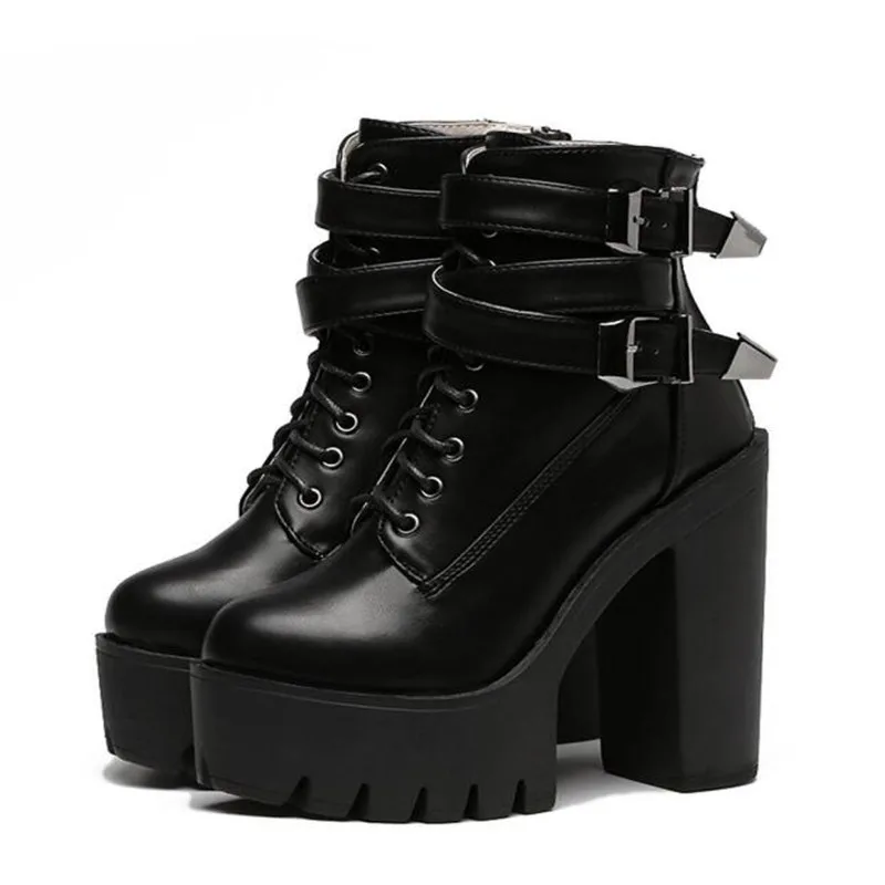 Spring Autumn Fashion Women Boots High Heels Platform Buckle Lace Up Leather Short Booties Black Ladies Shoes Promotion
Spring Autumn Fashion Women Boots High Heels Platform Buckle Lace Up Leather Short Booties Black Ladies Shoes Promotion
