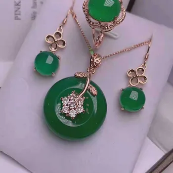 S925 silver agate jade silver pendant ring earrings Three Piece Jewelry Set
S925 silver agate jade silver pendant ring earrings Three Piece Jewelry Set