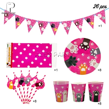 Party supplies 26pcs for 8kids pet cat footprint theme birthday party decoration tableware set, plate+cup+straw+flag+tablecover
Party supplies 26pcs for 8kids pet cat footprint theme birthday party decoration tableware set, plate+cup+straw+flag+tablecover