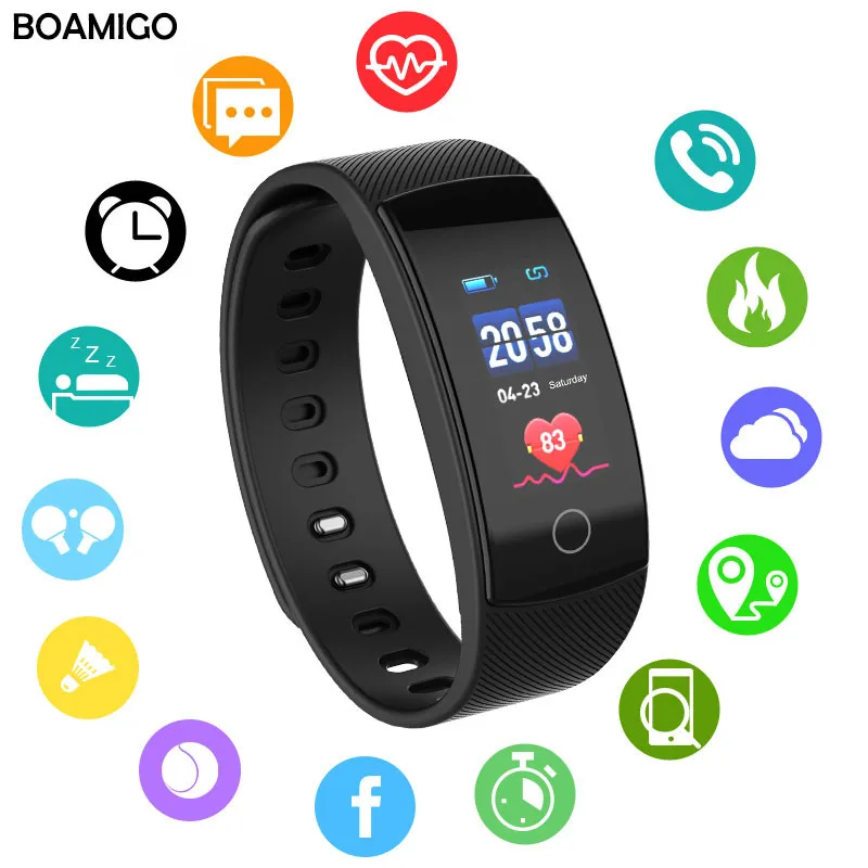 Смарт часы BOAMIGO бренд браслет bluetooth мониторинг сердечного ритма сна для IOS Android