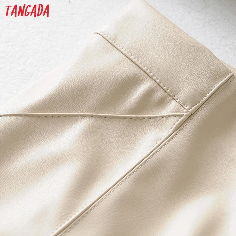 Tangada women white skinny PU leather pants stretch zipper female autumn winter pencil pants trousers 6A04 36 Tangada women white skinny PU leather pants stretch zipper female autumn winter pencil pants trousers 6A04 42