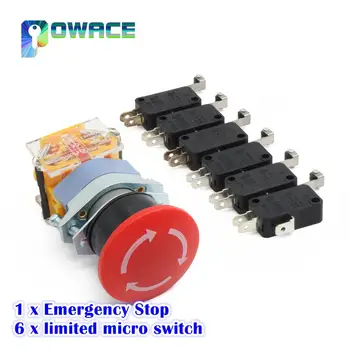 6Pcs Emergency E-Stop Red Sign 22mm 1 NO 1 NC CNC End Stop Limited Switch Micro
6Pcs Emergency E-Stop Red Sign 22mm 1 NO 1 NC CNC End Stop Limited Switch Micro