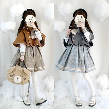 Autumn winter Girls Student Dress Soft sister Bear Detective Cute College Style Dress & Kawaii Loose Woolen Cloak Coat Mori Girl
Autumn winter Girls Student Dress Soft sister Bear Detective Cute College Style Dress & Kawaii Loose Woolen Cloak Coat Mori Girl