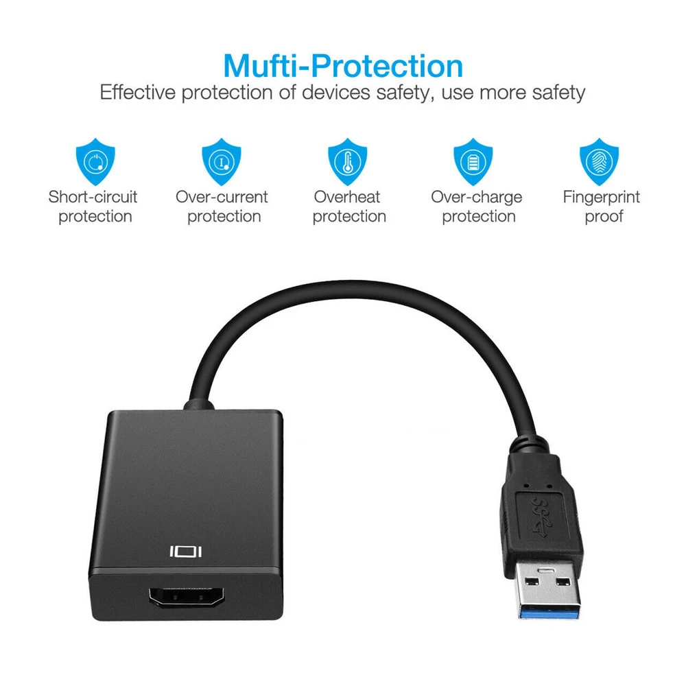 USB to HDMI External Video Card Multi Monitor Adapter for Windows 7/8/10 Laptop HD 1080P USB 3.0 to HDMI Converter Adapter Cable
USB to HDMI External Video Card Multi Monitor Adapter for Windows 7/8/10 Laptop HD 1080P USB 3.0 to HDMI Converter Adapter Cable