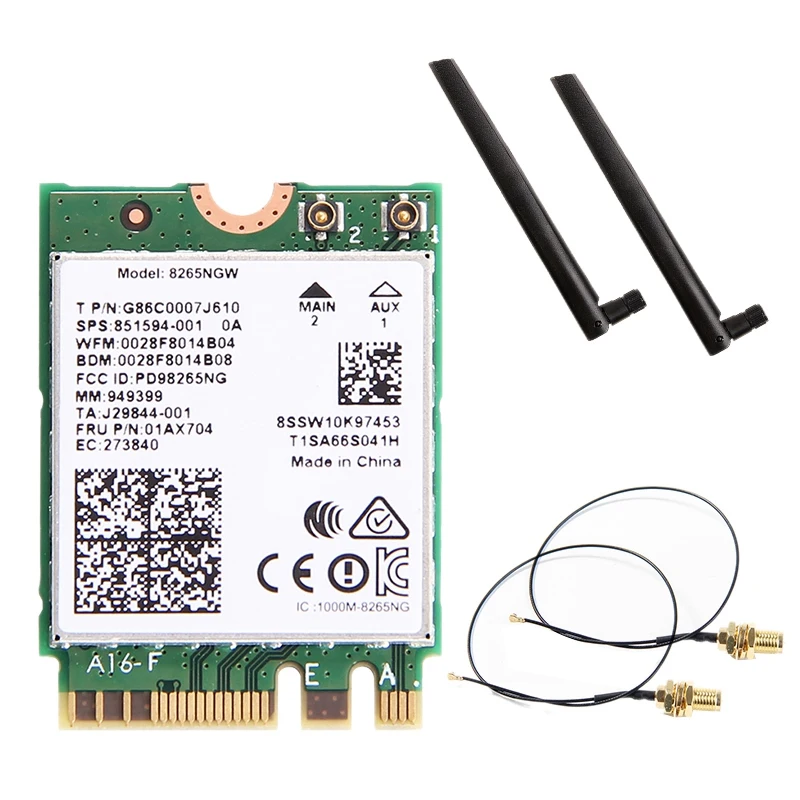 Dual Band 2.4G/5Ghz Wifi Bluetooth Wlan for Intel 8265NGW Wireless-AC 8265 NGFF 802.11Ac 867Mbps 2X2 MU-MIMO WIFI BT 4.2 Card
Dual Band 2.4G/5Ghz Wifi Bluetooth Wlan for Intel 8265NGW Wireless-AC 8265 NGFF 802.11Ac 867Mbps 2X2 MU-MIMO WIFI BT 4.2 Card